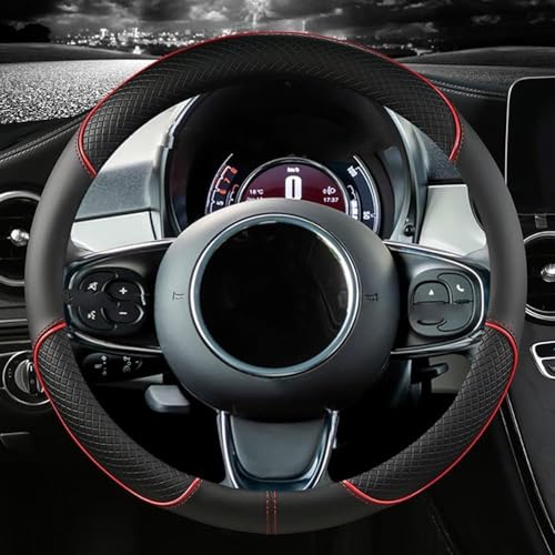 LiuROSE Auto Lenkradbezug,für Toyota RAV4 Hybrid 2016 2017 2018 2019 2020 2021 2022 2023 2024,Anti Rutsch Atmungsaktiv Mikrofaser Leder Auto Lenkrad Abdeckung Ersatz Innenraum Zubehör,A-Red-Type O von LiuROSE