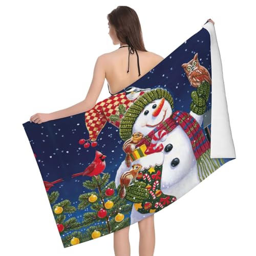 Liulannq Badetuch aus Mikrofaser, Motiv: Schneemann, Eichhörnchen, Eule, saugfähig Liulannq Badetuch aus Mikrofaser, Motiv: Schneemann, Eichhörnchen, Eule, saugfähig von Liulannq