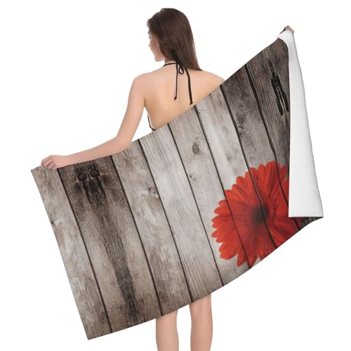 Liulannq Badetuch aus Mikrofaser, saugfähig, Retro-Design, rote Dahlie Liulannq Badetuch aus Mikrofaser, saugfähig, Retro-Design, rote Dahlie von Liulannq