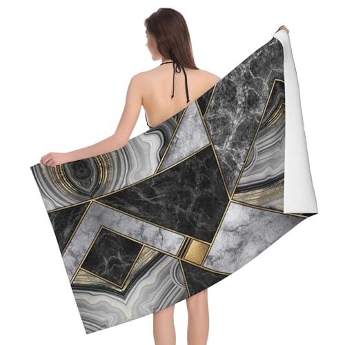 Liulannq Badetuch aus Mikrofaser, saugfähig, Schwarz mit Marmorstruktur, goldfarben Liulannq Badetuch aus Mikrofaser, saugfähig, Schwarz mit Marmorstruktur, goldfarben von Liulannq