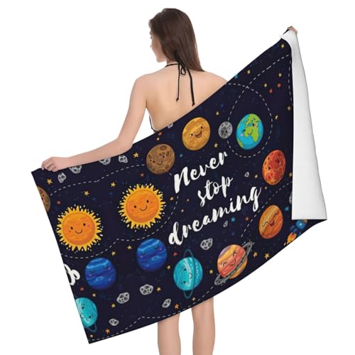 Liulannq Cute Planet saugfähiges Mikrofaser-Badetuch von Liulannq