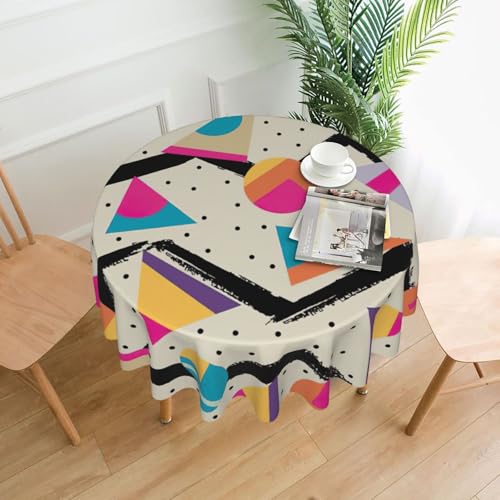 Liulannq Gestreifte abstrakte bunte Tischdecke, rund, dekorativ, lang, 152,4 cm Liulannq Gestreifte abstrakte bunte Tischdecke, rund, dekorativ, lang, 152,4 cm von Liulannq