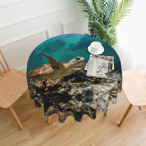 Liulannq Meeresschildkröten-Tischdecke, rund, dekorativ, lang, 152,4 cm Liulannq Meeresschildkröten-Tischdecke, rund, dekorativ, lang, 152,4 cm von Liulannq