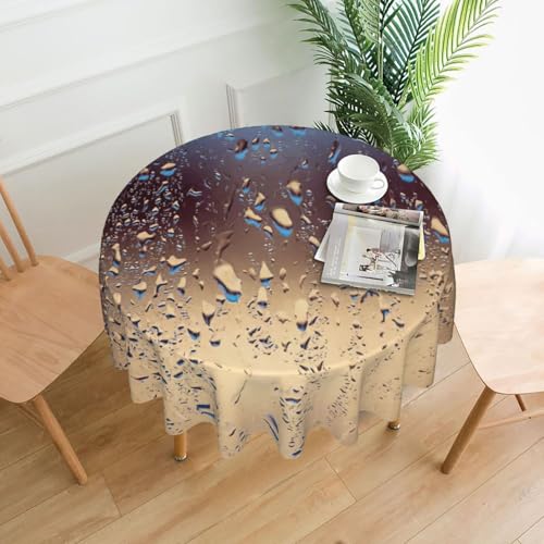 Liulannq Regentropfen auf Glas-Tischdecke, rund, dekorativ, lang, 152,4 cm von Liulannq