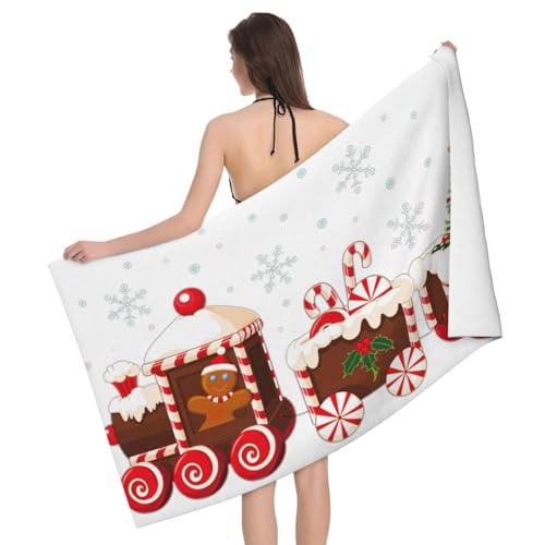 Liulannq Saugfähiges Badetuch aus Mikrofaser mit Weihnachtszug von Liulannq