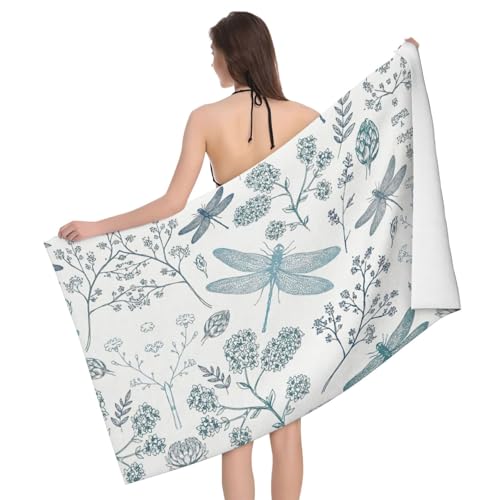 Liulannq Saugfähiges Mikrofaser-Badetuch mit Libellen-Motiv Liulannq Saugfähiges Mikrofaser-Badetuch mit Libellen-Motiv von Liulannq