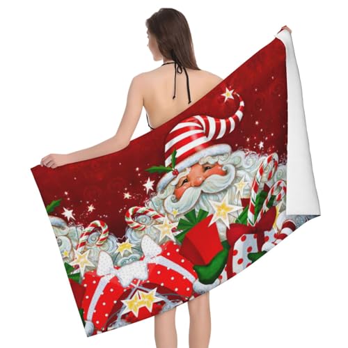 Liulannq Saugfähiges Mikrofaser-Badetuch mit Weihnachtsmann-Motiv von Liulannq