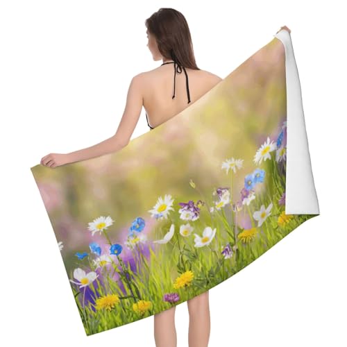Liulannq Saugfähiges Mikrofaser-Badetuch mit Wildblumen von Liulannq