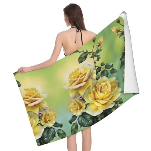 Liulannq Saugfähiges Mikrofaser-Badetuch mit gelber Rose von Liulannq