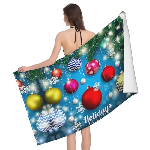 Liulannq Saugstarkes Badetuch aus Mikrofaser, bunte Weihnachtskugeln von Liulannq