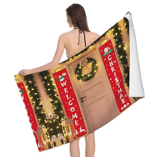 Liulannq Saugstarkes Mikrofaser-Badetuch mit Weihnachtsdekoration von Liulannq