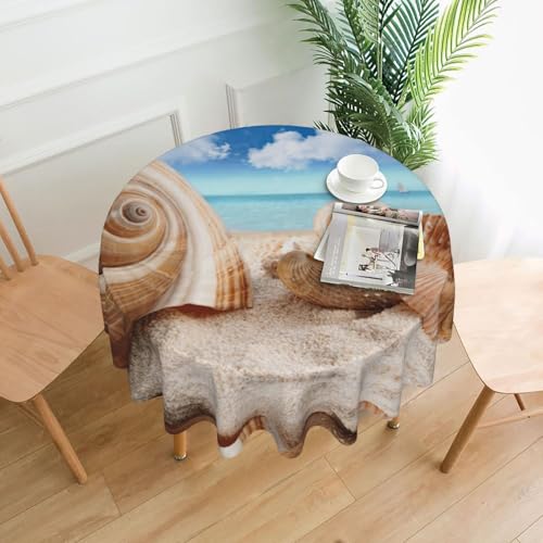 Liulannq Seashells By The Seashore Tischdecke, rund, dekorativ, lang, 152,4 cm von Liulannq