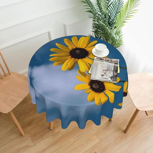 Liulannq Sonnenblumen-Tischdecke, rund, dekorativ, lang, 152,4 cm von Liulannq