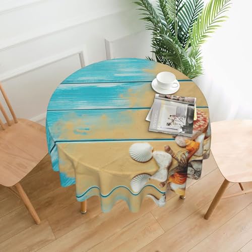 Liulannq Tischdecke mit Muscheln und Seestern, rund, dekorativ, lang, 152,4 cm Liulannq Tischdecke mit Muscheln und Seestern, rund, dekorativ, lang, 152,4 cm von Liulannq