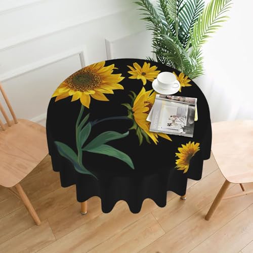 Liulannq Tischdecke mit Sonnenblumen-Hintergrund, rund, dekorativ, lang, 152,4 cm Liulannq Tischdecke mit Sonnenblumen-Hintergrund, rund, dekorativ, lang, 152,4 cm von Liulannq