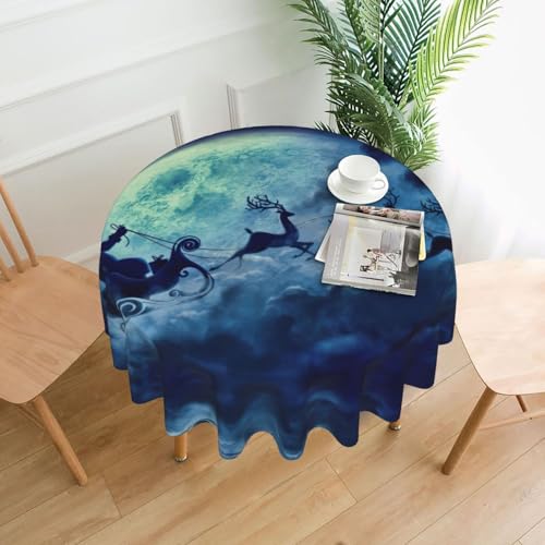 Liulannq Weihnachtsmann-Tischdecke, rund, dekorativ, lang, 152,4 cm von Liulannq