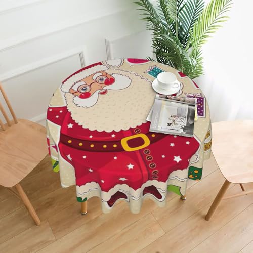 Liulannq Weihnachtsmann-Tischdecke, rund, dekorativ, lang, 152,4 cm von Liulannq