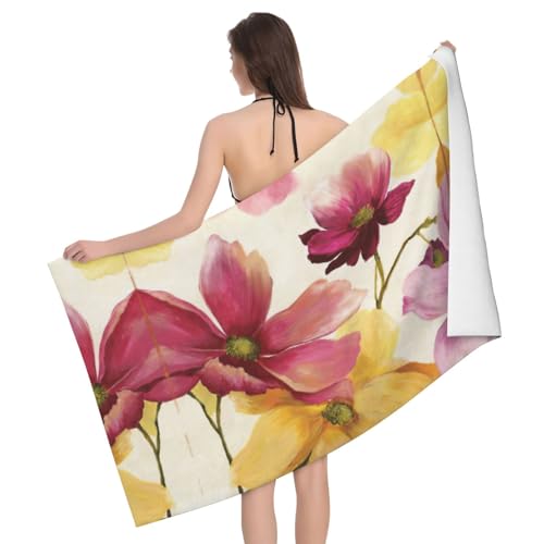Liulannq Wtercolor Mikrofaser-Badetuch, saugfähig, Blumenmotiv von Liulannq