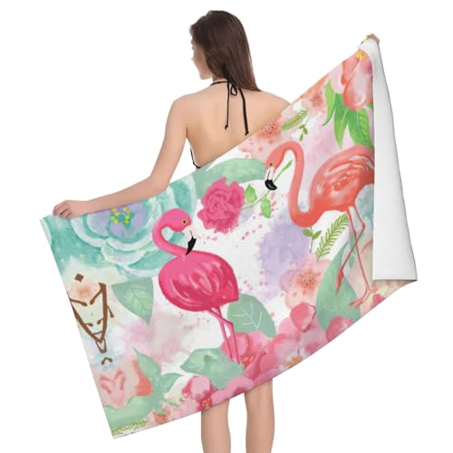 Liulannq Zwei rote Flamingos Mikrofaser saugfähiges Badetuch Liulannq Zwei rote Flamingos Mikrofaser saugfähiges Badetuch von Liulannq
