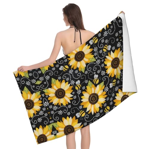 Saugfähiges Mikrofaser-Badetuch mit Sonnenblumen-Motiv Saugfähiges Mikrofaser-Badetuch mit Sonnenblumen-Motiv von Liulannq