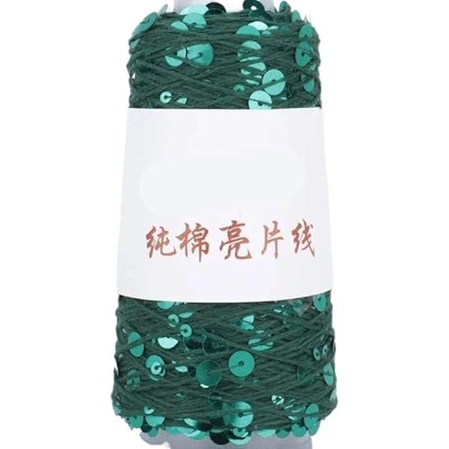 100 g handgewebtes Häkelgarn aus Baumwolle – 3 mm und 6 mm Paillettengarn for selbstgemachte Kleidung und Accessoires, perfekt(Emerald Green) von LiuliuBull