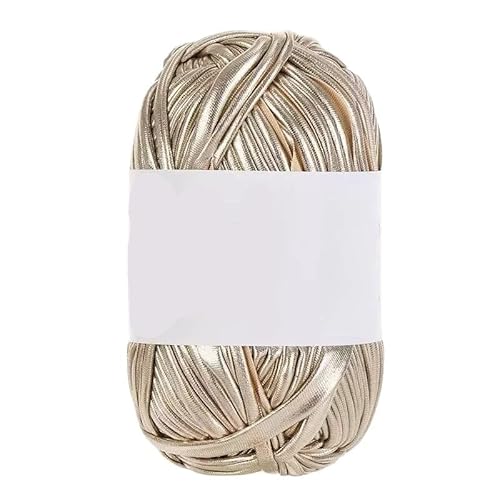 200 g glänzendes Metallic-Stoffgarn for Handstricken, DIY-Häkelprojekte, perfekt for Rucksäcke, Kissen, Schuhe und Accessoires(Champagne Gold) von LiuliuBull