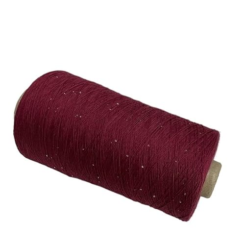 250 g Garn aus reiner Baumwolle mit kleinen Perlen – handgestrickte, mittelfeine Wolle for DIY-Projekte(Wine red) von LiuliuBull