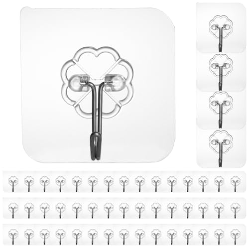 50 Stück Klebehaken Extra Stark, Wandhaken Selbstklebende Haken, Klebehaken Transparent ohne bohren, 180 Grad Kleiderhaken Selbstklebend für Schlafzimmer Decke Badezimmer Haken Handtuchhalter von Liuliushun