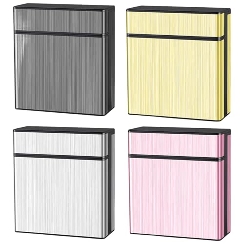4pcs Zigarettenkoffer hält 40, Schwarz, Gold, Silber und Roségold Zigarettenschachtel für Männer und Frauen mit Pop-up-Deckel tragbarer gebürsteter Metall- Abbauchhalterschachtel für Outdoor 4pcs Zigarettenkoffer hält 40, Schwarz, Gold, Silber und Roségold Zigarettenschachtel für Männer und Frauen mit Pop-up-Deckel tragbarer gebürsteter Metall- Abbauchhalterschachtel für Outdoor von Liummrcy