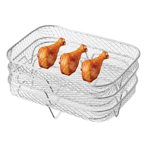 Air Fryer Accessoires, Air Fryer Rack 3PCS Stapelbar 5.31 x 7,68 im Rechteckturm Luft Freneusregalkorb Edelstahl Grillregal für Barbecue, Ofen, 8 QT Luftfeuchtigkeit von Liummrcy