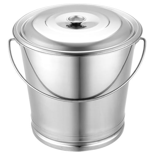 Edelstahleimer mit Deckel, 8L -Kompostbehälter aus Edelstahl, Lager mit großer Kapazität, tragbarer Metalleimer mit Griff für Reismehlkorn von Liummrcy