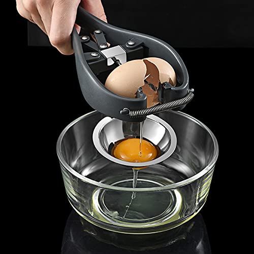 Egg Cracker Edelstahl Manueller Eierschalenöffner Topper mit Eigelbabscheider Eiabscheider Egg Cracking Tool Eigelbabscheider Eigelbweißfilter für die Küche von Liummrcy