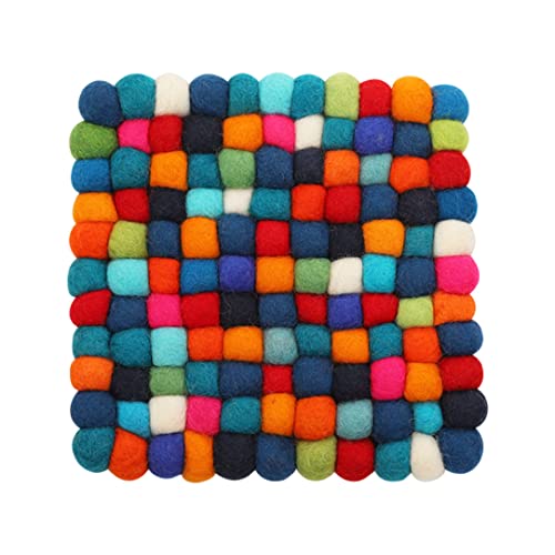 Filz Untersetzer, Filzkugel Trivet Square Pom Pom Coasters Hitzebeständige Wollmatte farbenfrohe 20 cm von Liummrcy