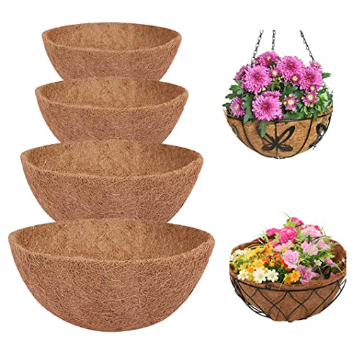 Hanging Basket Liner, Kokosnuss Hanging Basket Liner Runde Ersatz Liner für Pflanzer Blumentopf 4pcs von Liummrcy