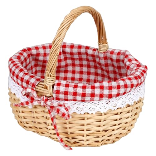Korbkorb mit Griff, 10x8x5 handgefertigtes Wicker gewebter Picknickkörbe, starker Lastpicknickkorb mit abnehmbarem und waschbarem Tuch zur Dekoration, Aufbewahrung Korbkorb mit Griff, 10x8x5 handgefertigtes Wicker gewebter Picknickkörbe, starker Lastpicknickkorb mit abnehmbarem und waschbarem Tuch zur Dekoration, Aufbewahrung von Liummrcy