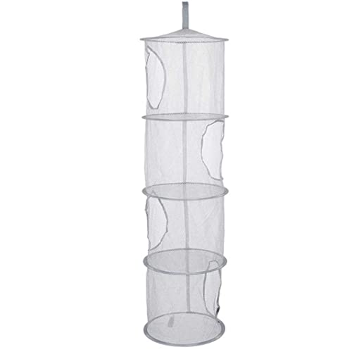 Liummrcy, hängende Netzkorb, Mesh Hanging Storage Beutel Organizer Klappbarer Organizer Kleidung Netzorganisator Hanges Netz Trockner grau Hanges Mesh Korb 4 Fächer Kleidung Aufbewahrung von Liummrcy