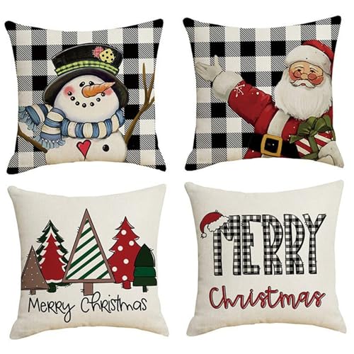 Liummrcy 4pcs Weihnachtskissenbezüge 18x18 Schwarz weiße Plaid -Kissenbezüge Liummrcy 4pcs Weihnachtskissenbezüge 18x18 Schwarz weiße Plaid -Kissenbezüge von Liummrcy