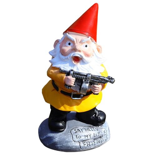 Liummrcy Gartengarten GNOME mit Waffen, winzige GNOME, 3x2,4x5,5 Zoll Kampfgarten GNOME, Desktop lustige GNOME im Freien für Rasenstatio -Veranda -Statue von Liummrcy