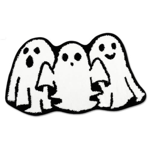 Liummrcy Halloween Teppich 16x24 Spezielle Form Halloween Bad Matte Grüße Wasser saugfähig Ghost Teppich Nicht rutschfeste Dekorationen für Veranden Garagen Eingänge, Geist, Dekorationen von Liummrcy