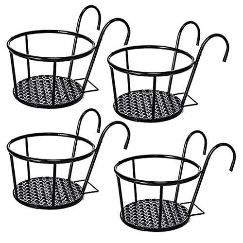 Liummrcy Hanging Blumentopfhalter, hängende Geländer Pflanzer hängende Blumentopfhalter Metall Runde Geländer Pflanzer Körbe Balkon Pflanzentopf Schwarz 4pcs Liummrcy Hanging Blumentopfhalter, hängende Geländer Pflanzer hängende Blumentopfhalter Metall Runde Geländer Pflanzer Körbe Balkon Pflanzentopf Schwarz 4pcs von Liummrcy