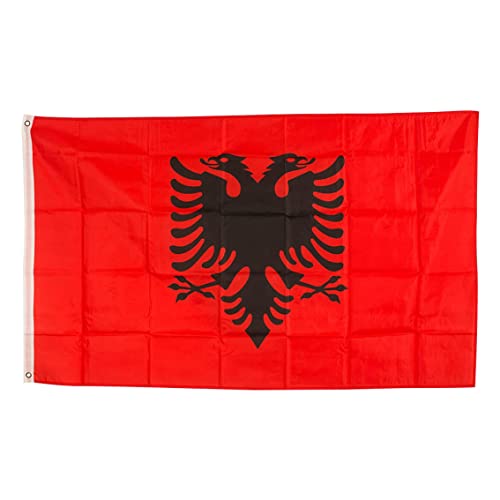 Liummrcy Nationalflagge Banner, 90x150 cm albanische Flagge Bundesflagge und Landgartenflagge Nationaler Schlafsaal Hängende Polyester Banner Albanische Flagge, Bundes- und Landflagge, National Flag von Liummrcy