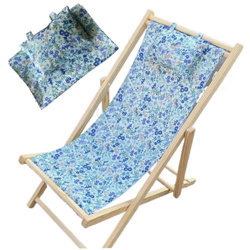 Liummrcy Patio -Stuhl Ersatzstoff 45x17 in Leinwand Schlinge Stuhl Stoff Austausch mit Kissen weich atmungsable faltbar erfrischende Blumenmuster Terrasse Sling (blaues Blumenmuster) von Liummrcy