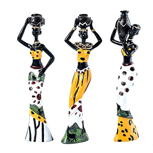 Liummrcy afrikanische Frauen Skulpturen 3 PCs Afrikanische Figur Frauen Skulptur, Stammesdame Figur Statue -Dekor, Harz Crafts Geschenk Desktop -Ornamente für Home Hotel Office Dekoration von Liummrcy