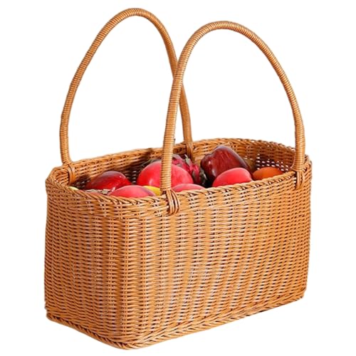 Weidenpicknickkorb, 14x7x8 Zoll gewebtes natürliches Haushalts Picknickkorb mit Griff, Fruchtkorb Blumenarrangement Box für Campinghochzeiten von Liummrcy