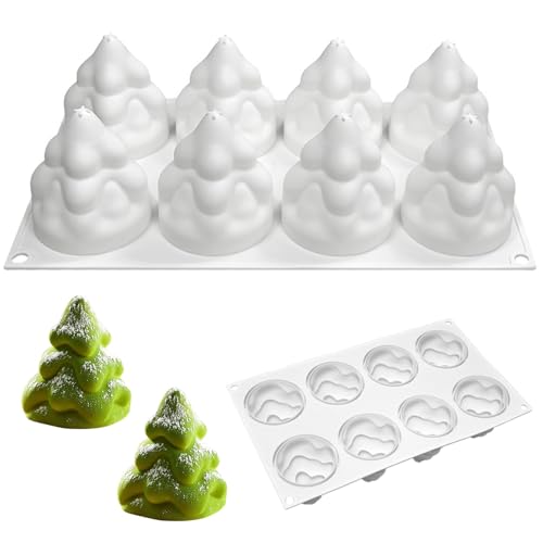 Weihnachts-Silikonformen 8 Hohlraum 3d Weihnachtsbaum-Silikonform leicht zu formen & demold und sauber für Seife, Kerzen, Kuchen, Gelee, Süßigkeiten, Style-2 von Liummrcy