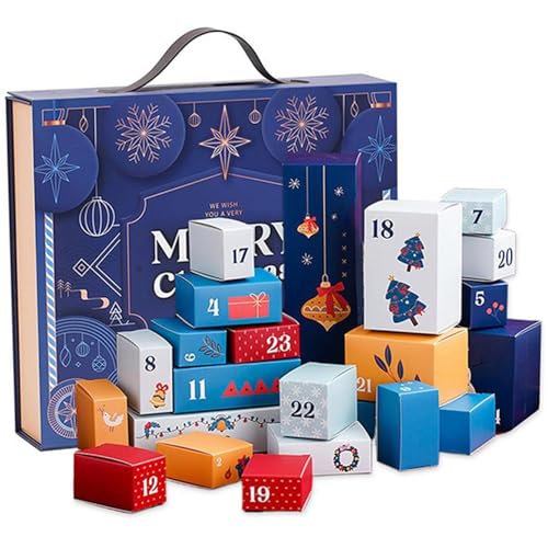 Weihnachtsschmuck, leerer Adventskalender 24 Tage Cartoon Muster DIY Adventskalenderkästen, um das einfache Setup -Weihnachts -Countdown für Kinder zu füllen von Liummrcy