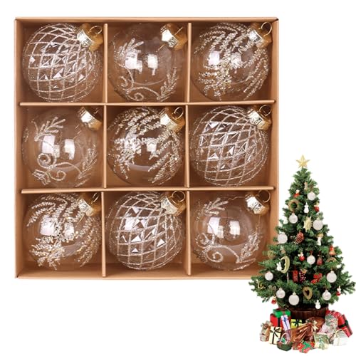 Weihnachtsschmuck 9pcs Glitzer Champagner Weihnachtskugel Ornamente Shatter -Proof Clear Plastic Bugs mit Streifen für Weihnachten Baumheimdekoration von Liummrcy