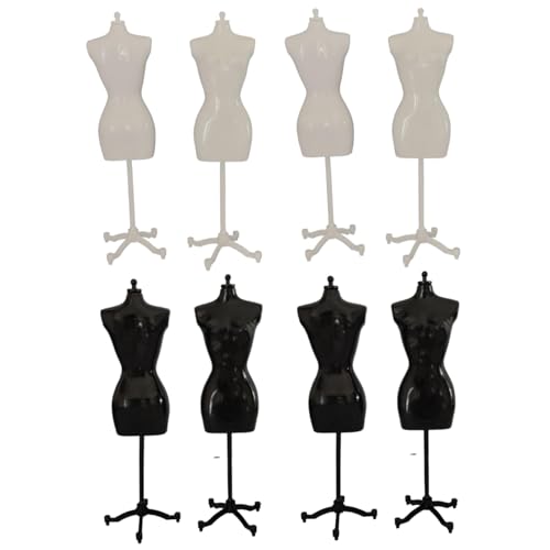 Zeichnungsmittel, Kleiderform mit Basis 8pcs 2.2x8.3in Kleiderform Schaufensterpuppe weibliche Schaufensterpuppe zum Nähen, Kleidung Design, Weiß + Schwarz von Liummrcy