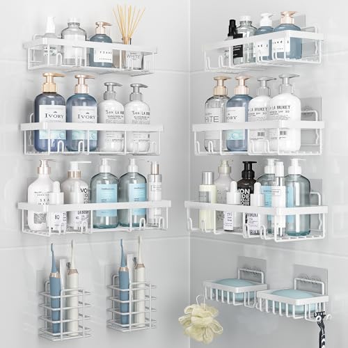 Liuoud 10 Stück Dusch-Caddy Organizer Regal für Innendusche, selbstklebender Wand-Aufbewahrungskorb, rostfreier Edelstahl, Shampoo-Halter, Badezimmer-Zubehör, Dekor-Set, Weiß Liuoud 10 Stück Dusch-Caddy Organizer Regal für Innendusche, selbstklebender Wand-Aufbewahrungskorb, rostfreier Edelstahl, Shampoo-Halter, Badezimmer-Zubehör, Dekor-Set, Weiß von Liuoud