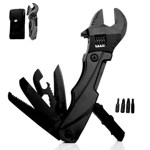 Camping Zubehör Multitool,Tragbare outdoor EDC werkzeug Survival Gear,12-1 Mehrzweck Schraubenschlüssel verstellbar zange Faltbare Schraubendreher Säge messer Flaschenöffner mit 4 bits von Lius Group